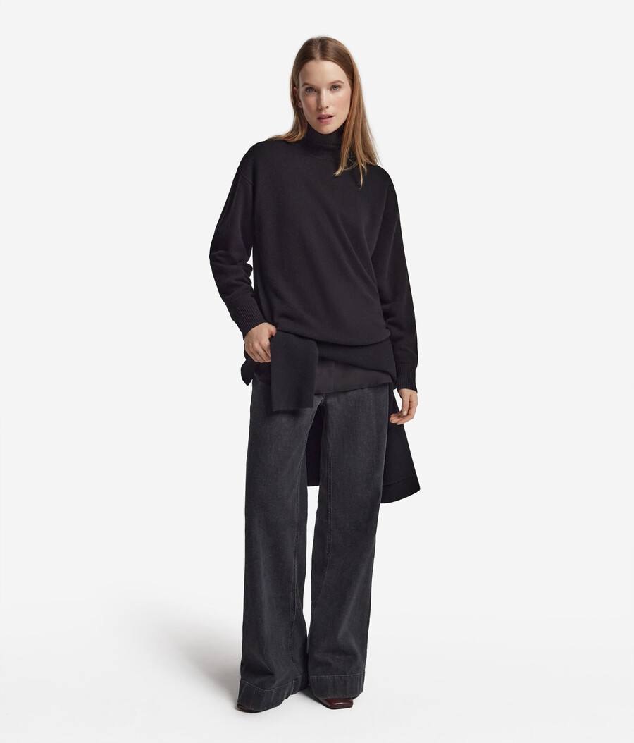 ultraweicher kaschmir-rollkragenpullover mit schlitzen