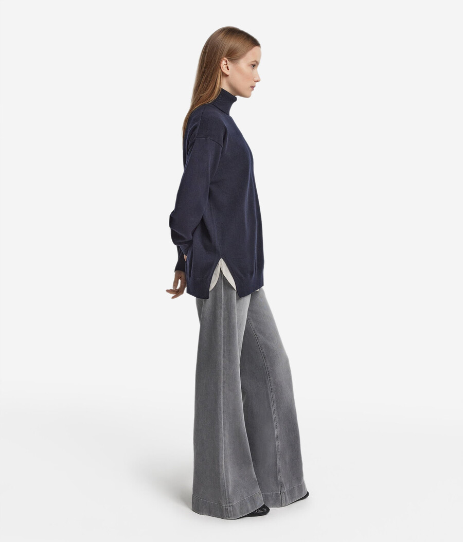 ultraweicher kaschmir-rollkragenpullover mit schlitzen