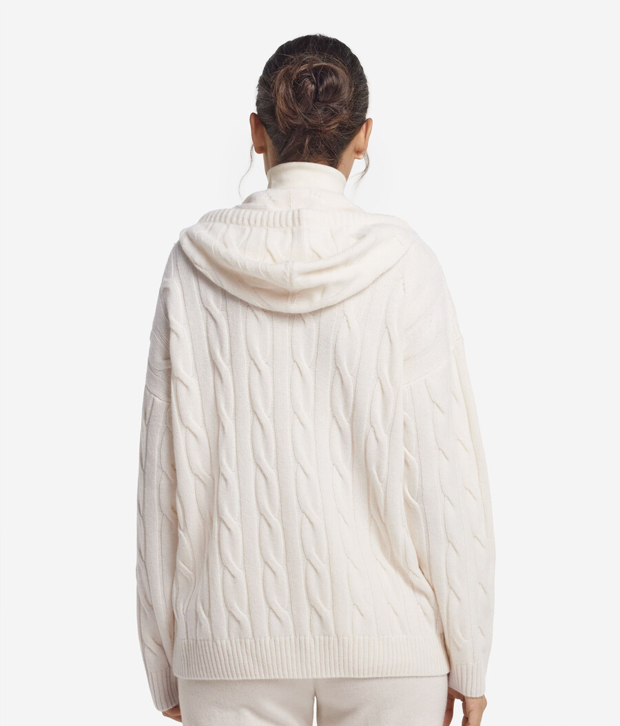 zopfstrick-sweatshirt aus ultraweichem kaschmir mit reißverschluss