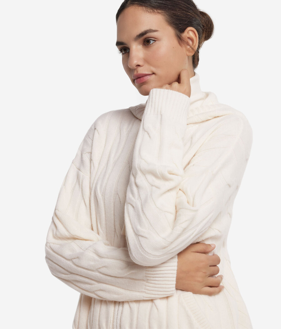 zopfstrick-sweatshirt aus ultraweichem kaschmir mit reißverschluss