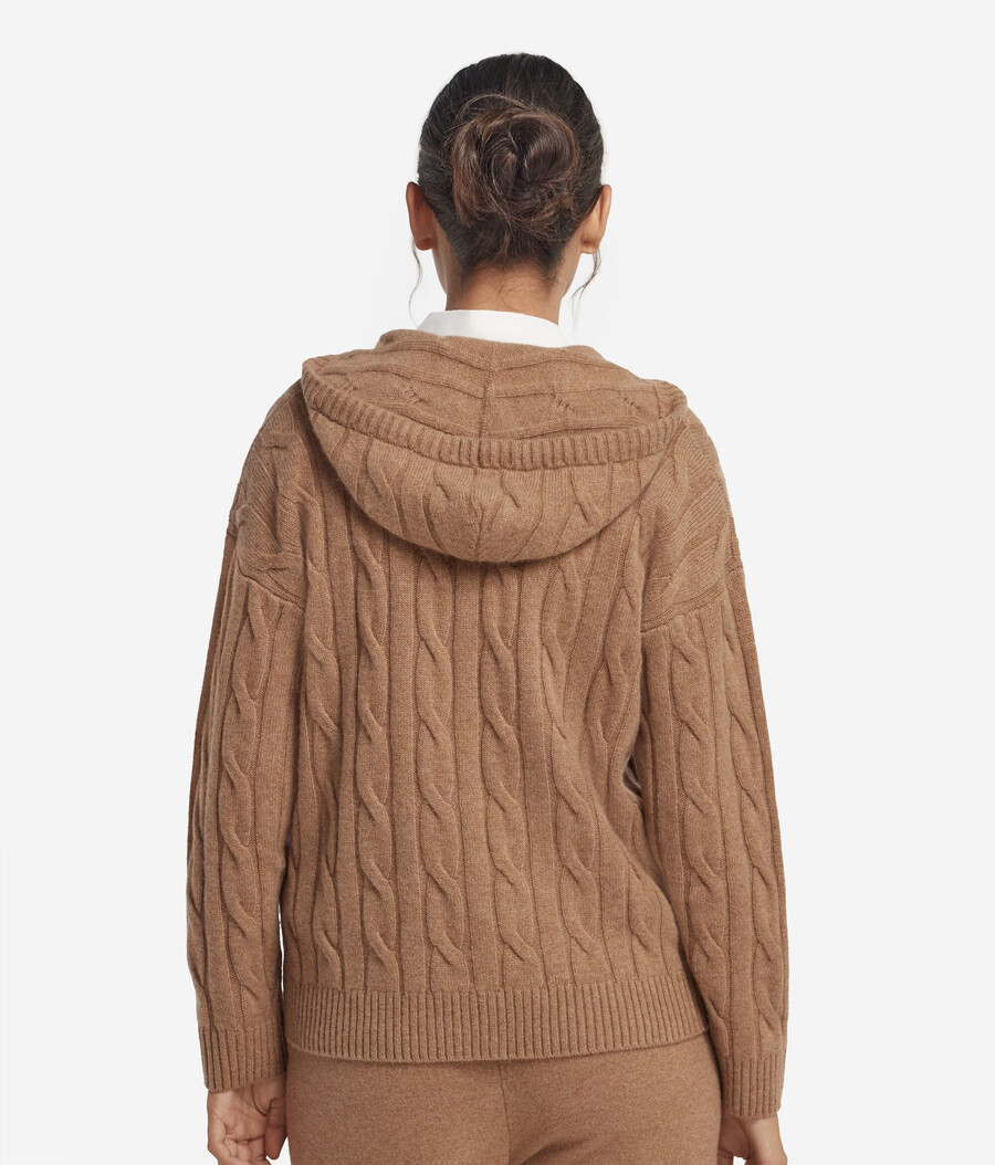 zopfstrick-sweatshirt aus ultraweichem kaschmir mit reißverschluss