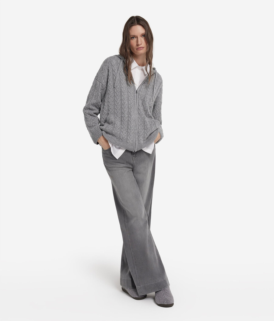 ultraweiches kaschmir-sweatshirt mit zopfmuster