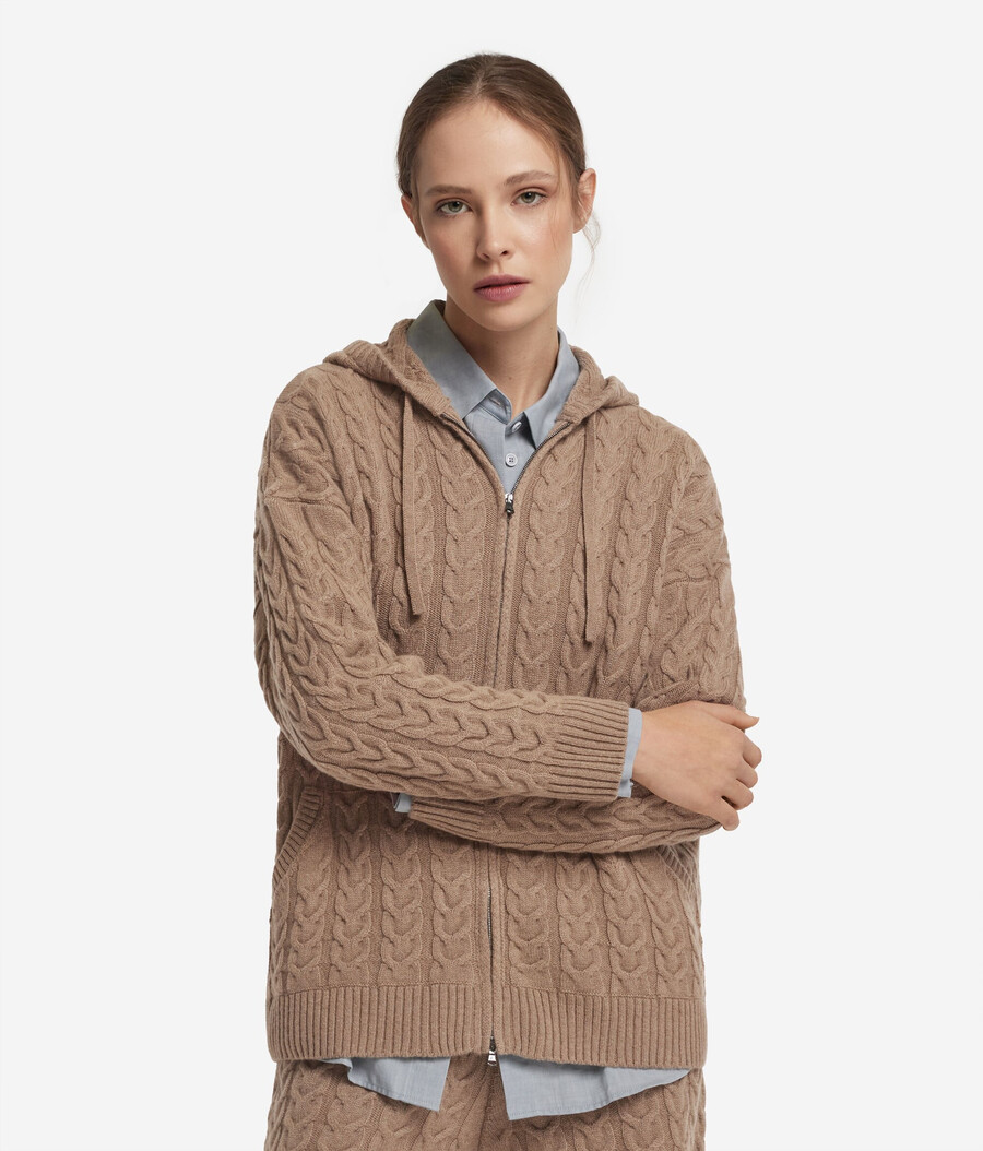 ultraweiches kaschmir-sweatshirt mit zopfmuster