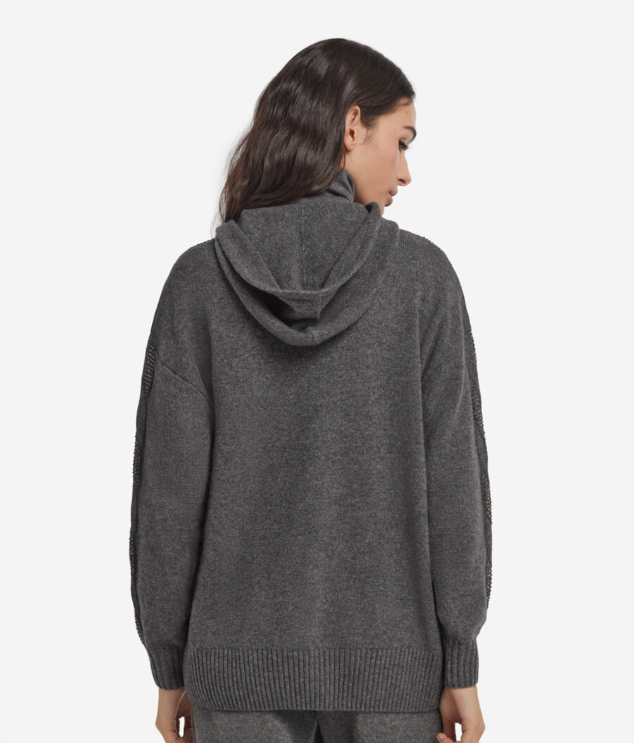 ultraweiches kaschmir-sweatshirt mit zopfmuster und strasssteinen