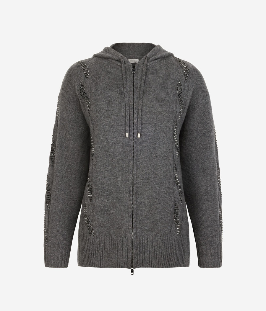 ultraweiches kaschmir-sweatshirt mit zopfmuster und strasssteinen