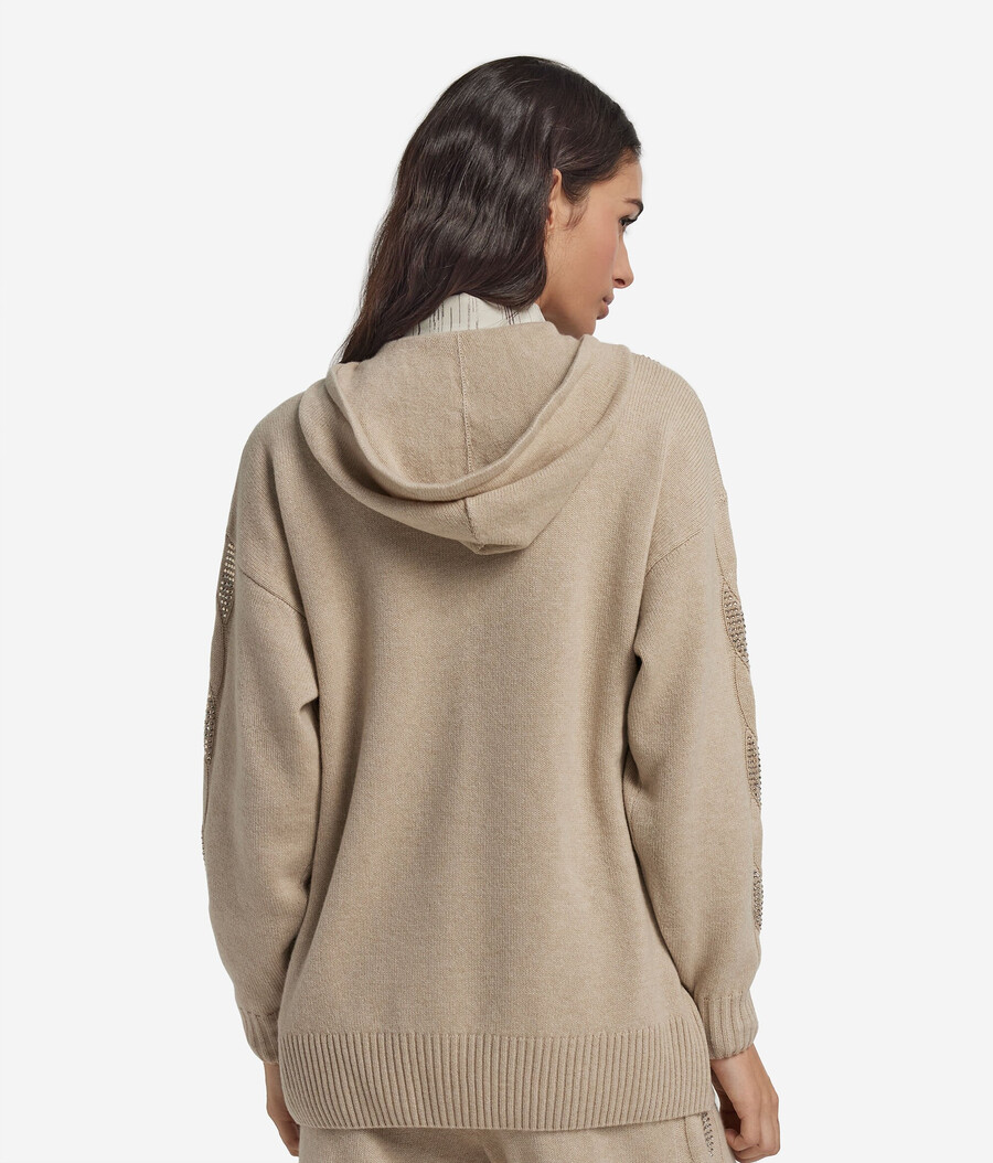 ultraweiches kaschmir-sweatshirt mit zopfmuster und strasssteinen