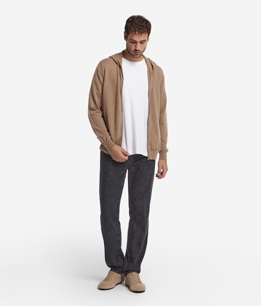 ultraweiches kaschmir-sweatshirt mit durchgehendem reißverschluss