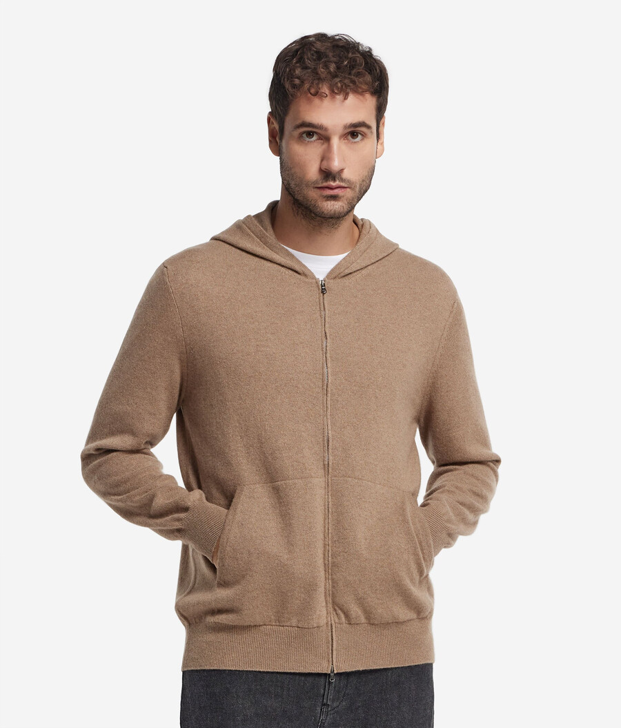 ultraweiches kaschmir-sweatshirt mit durchgehendem reißverschluss