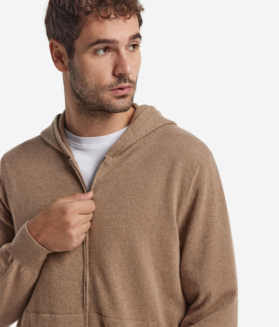 ultraweiches kaschmir-sweatshirt mit durchgehendem reißverschluss