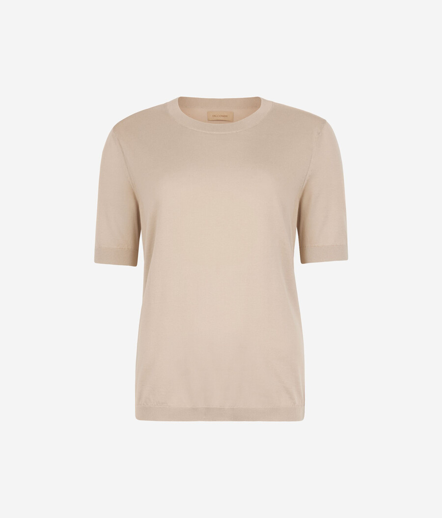 frisches baumwoll-t-shirt mit rundhalsausschnitt