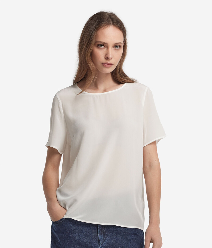 seiden-t-shirt mit rundhalsausschnitt