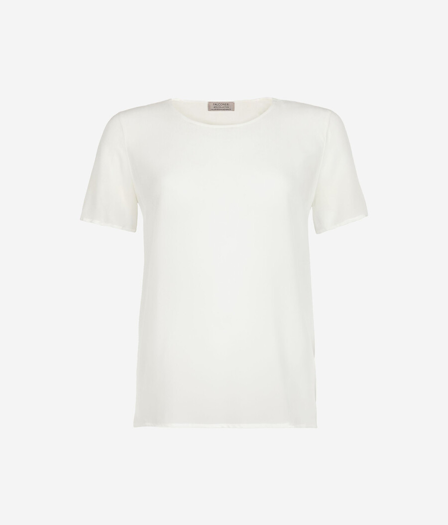 seiden-t-shirt mit rundhalsausschnitt