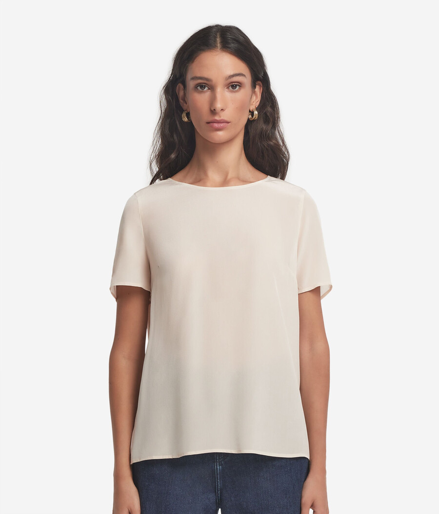 seiden-t-shirt mit rundhalsausschnitt