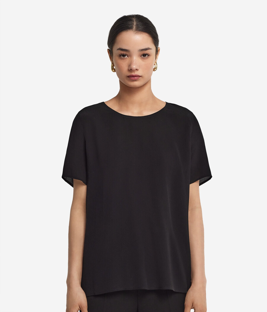 seiden-t-shirt mit rundhalsausschnitt