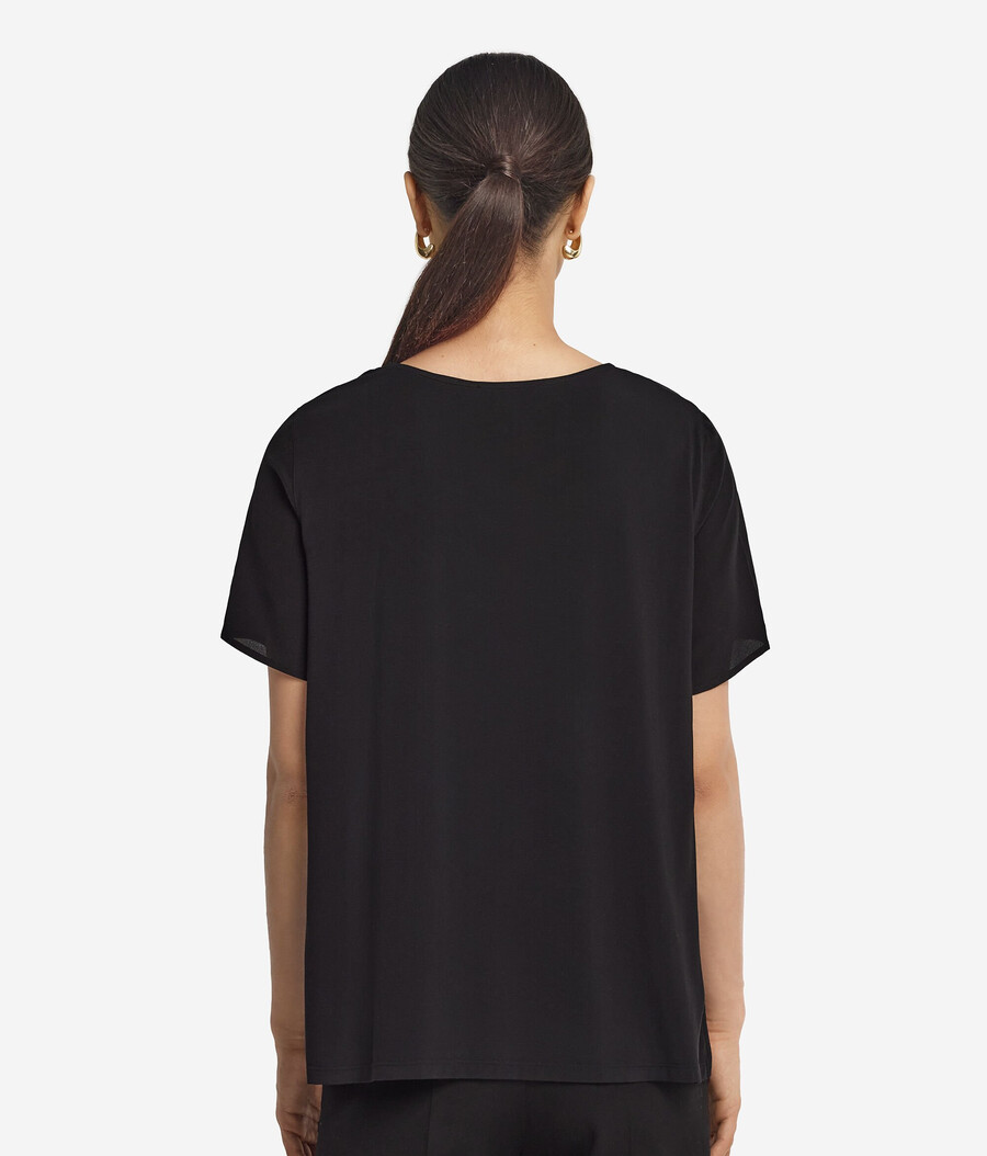 seiden-t-shirt mit rundhalsausschnitt