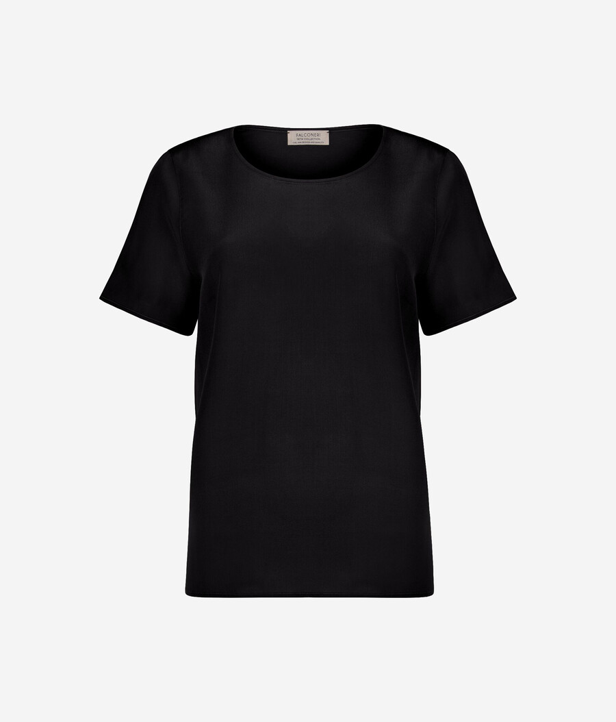 seiden-t-shirt mit rundhalsausschnitt