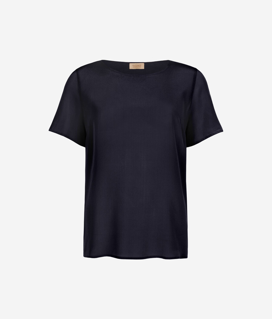 seiden-t-shirt mit rundhalsausschnitt