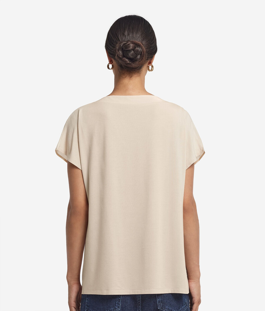 seiden-kimono-t-shirt mit v-ausschnitt