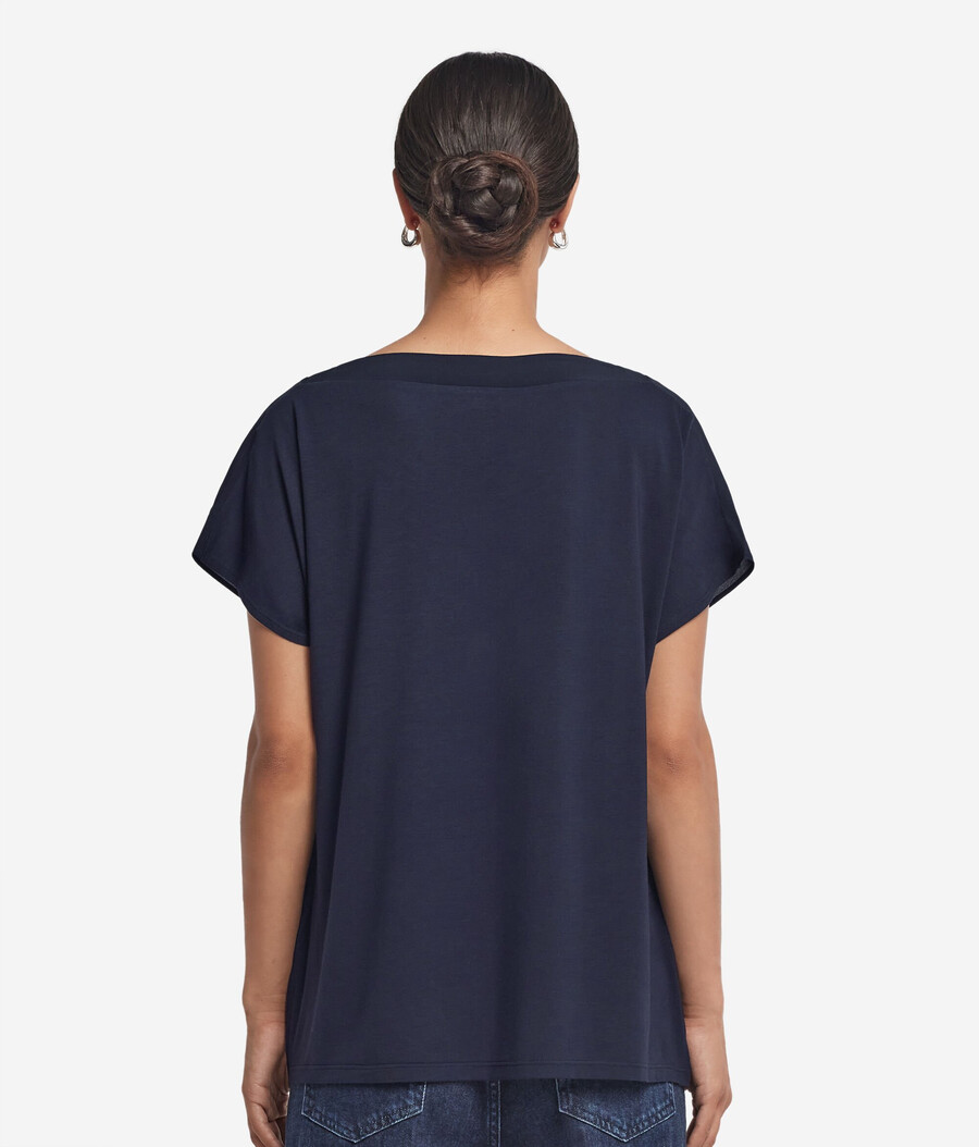 seiden-kimono-t-shirt mit v-ausschnitt