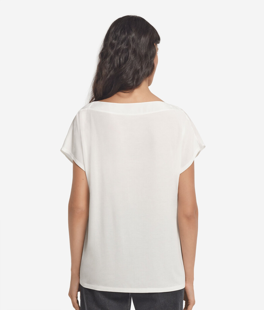 seiden- und modal-t-shirt mit u-boot-ausschnitt