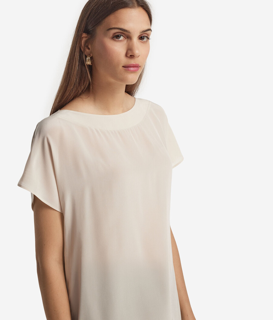 seiden- und modal-t-shirt mit u-boot-ausschnitt