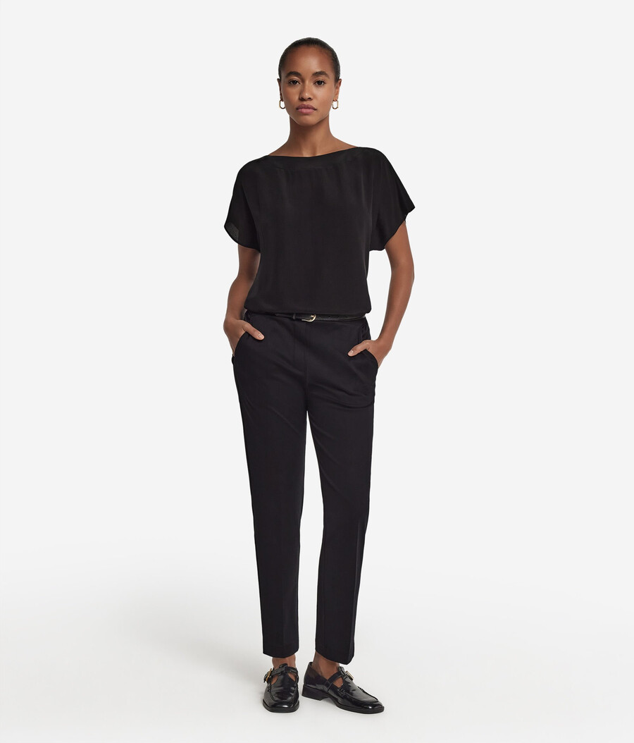 seiden- und modal-t-shirt mit u-boot-ausschnitt