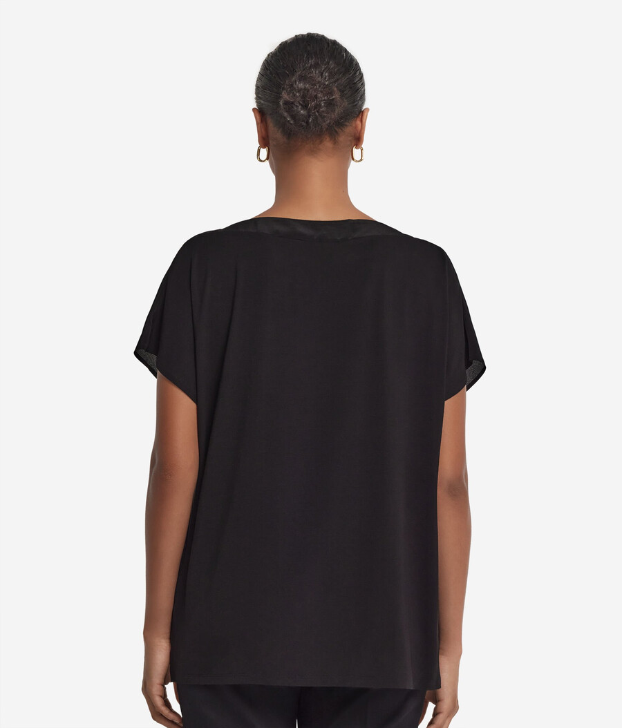 seiden- und modal-t-shirt mit u-boot-ausschnitt