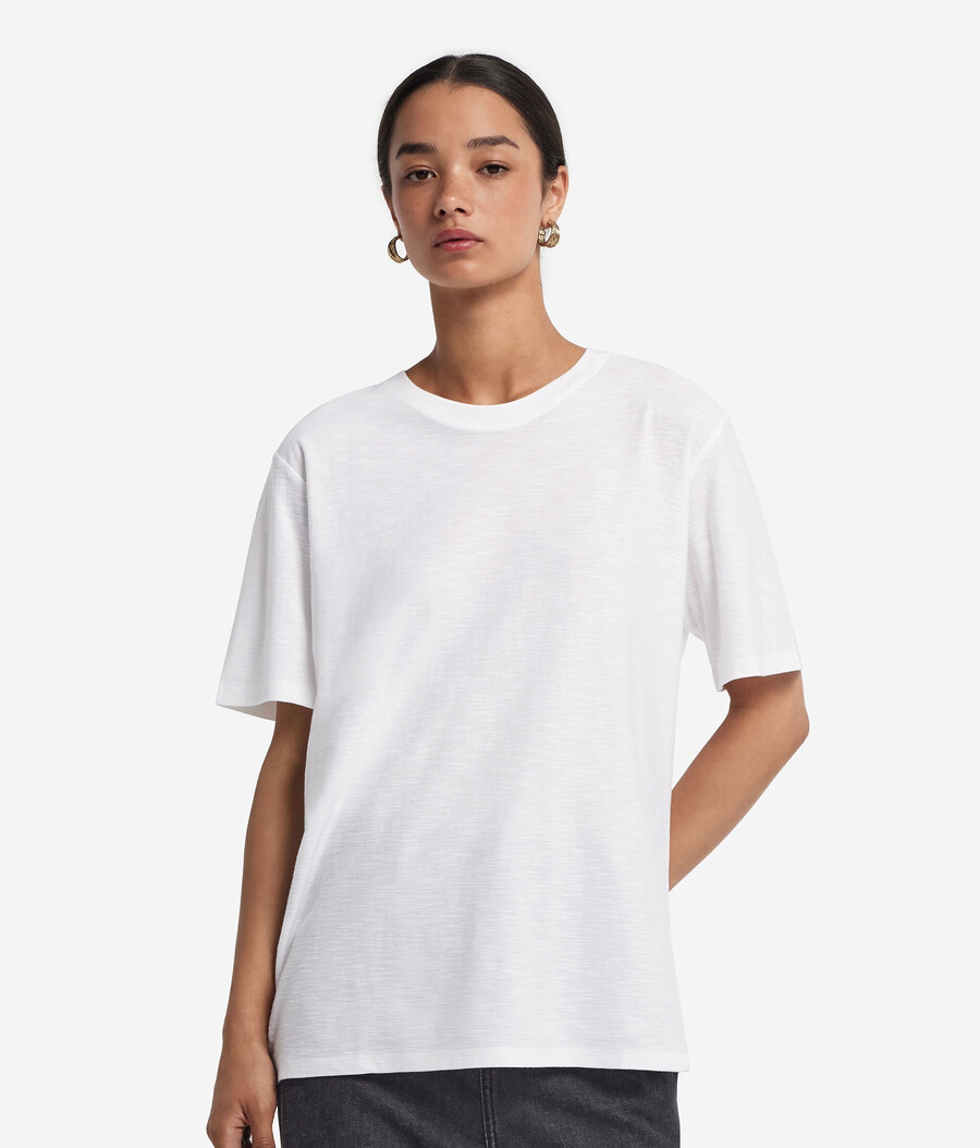 kurzärmeliges baumwoll-t-shirt mit rundhalsausschnitt