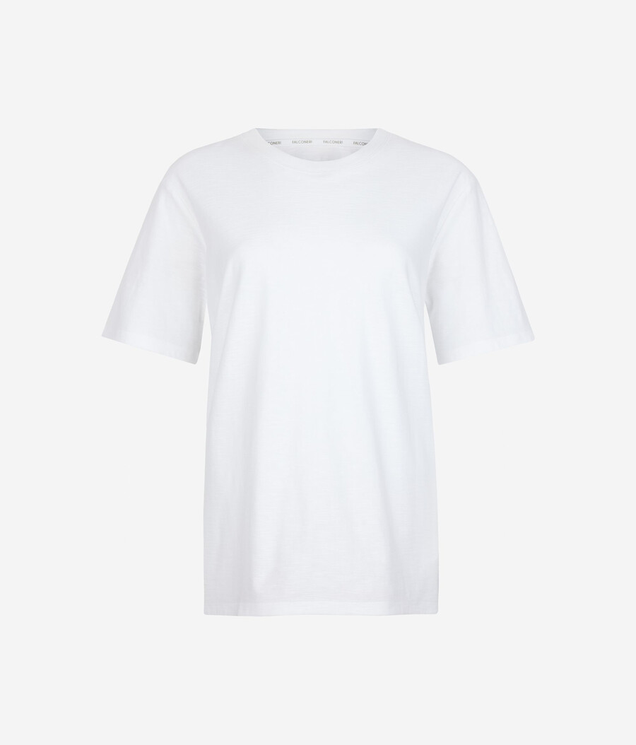 kurzärmeliges baumwoll-t-shirt mit rundhalsausschnitt