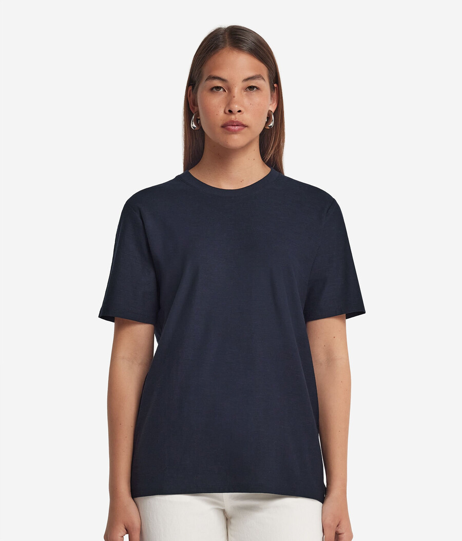kurzärmeliges baumwoll-t-shirt mit rundhalsausschnitt