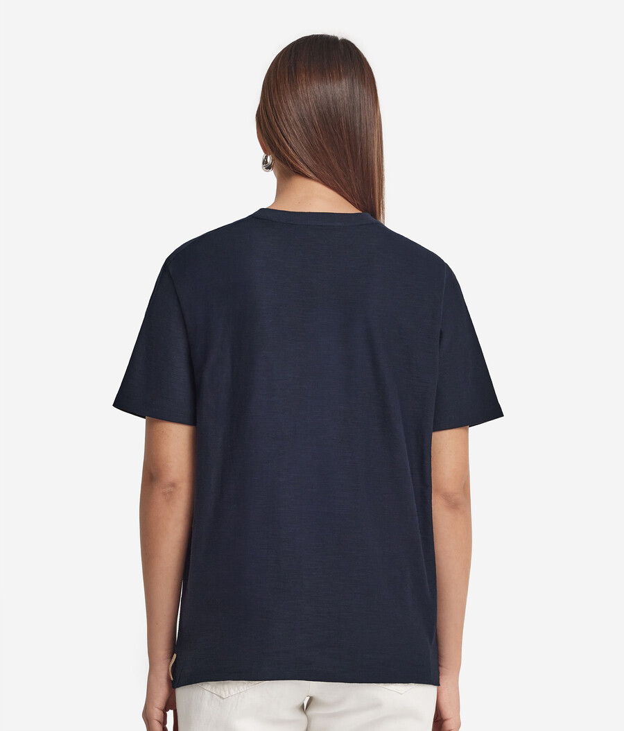 kurzärmeliges baumwoll-t-shirt mit rundhalsausschnitt