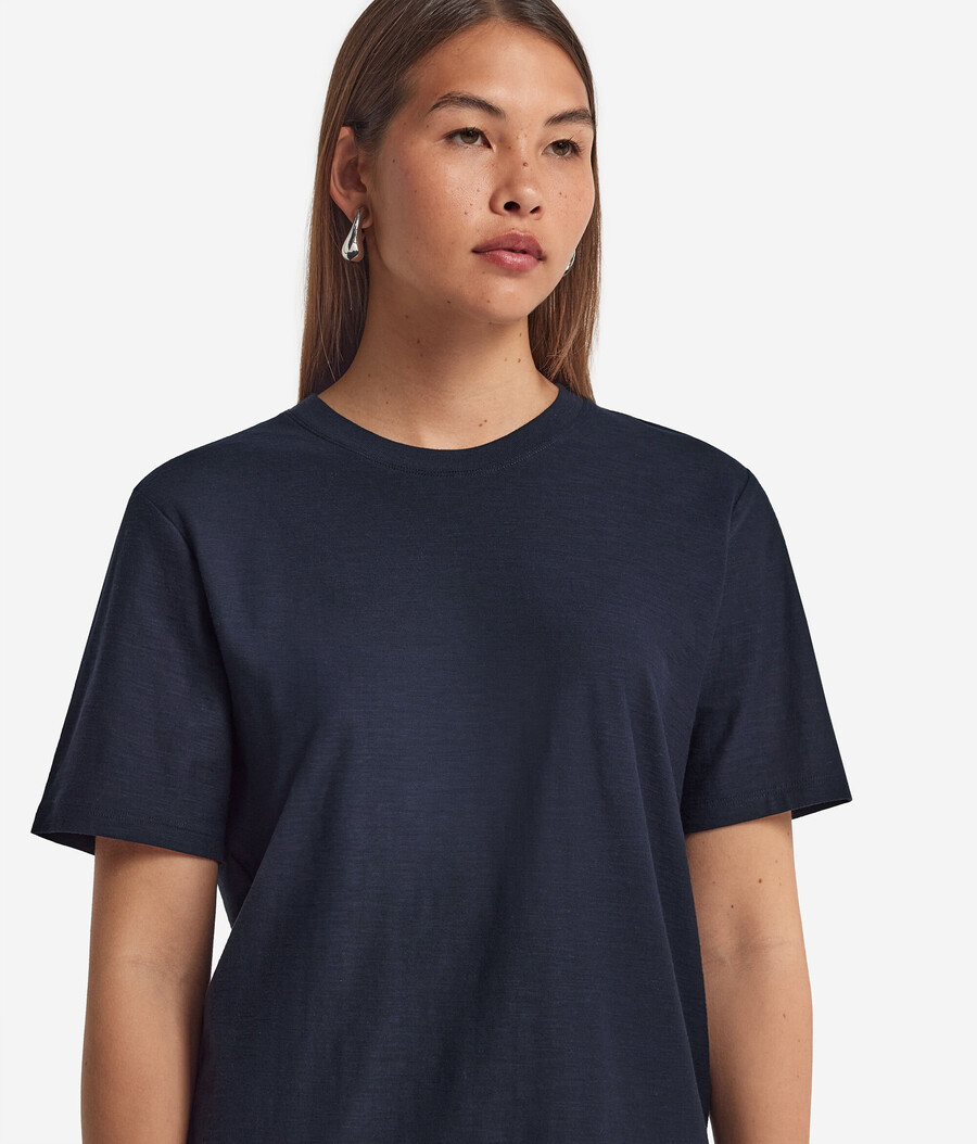 kurzärmeliges baumwoll-t-shirt mit rundhalsausschnitt