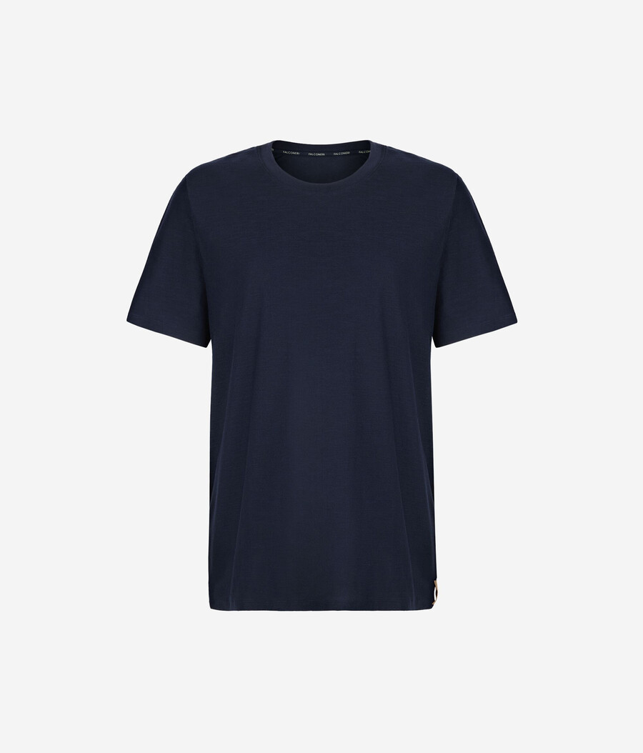 kurzärmeliges baumwoll-t-shirt mit rundhalsausschnitt