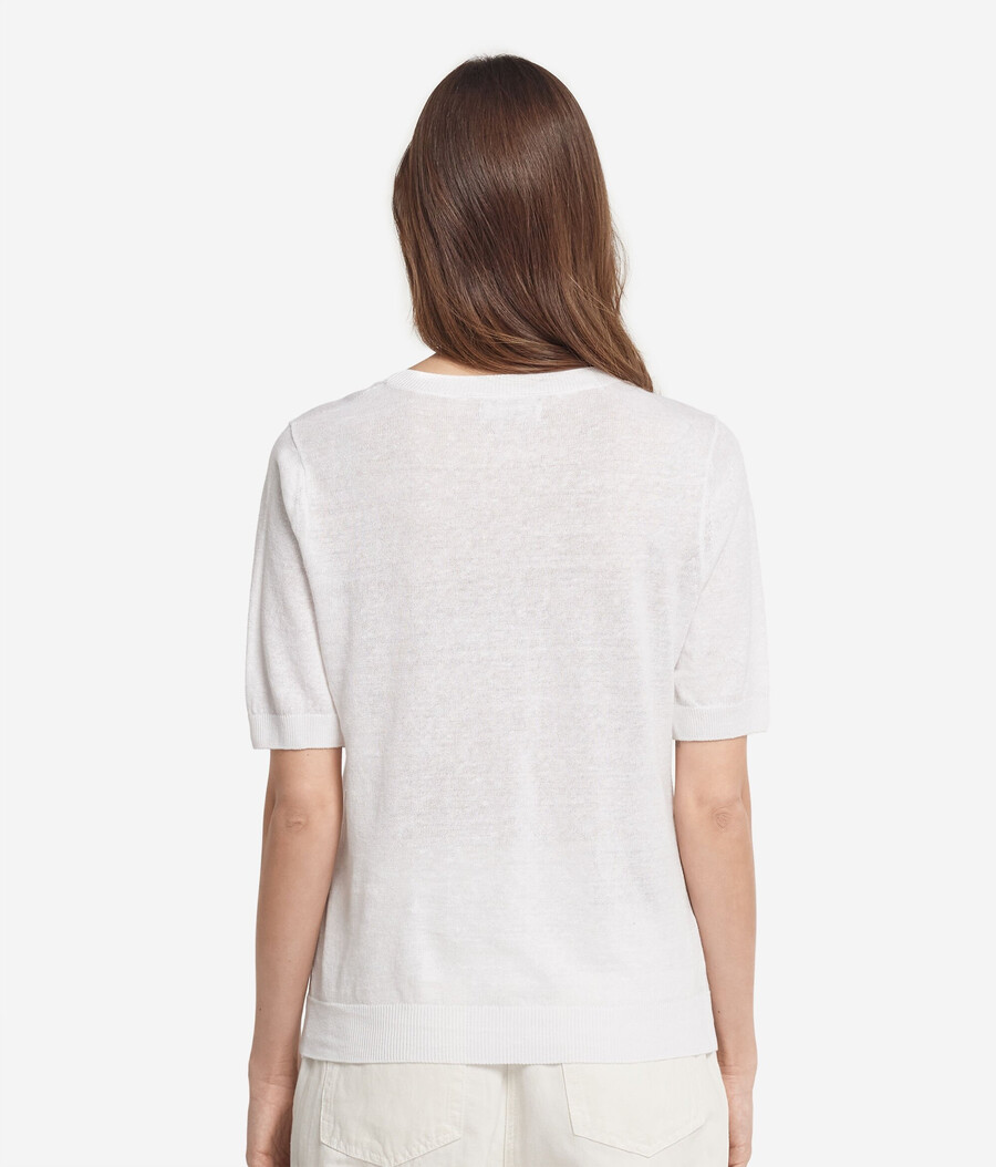 baumwoll-leinen-t-shirt mit rundhalsausschnitt
