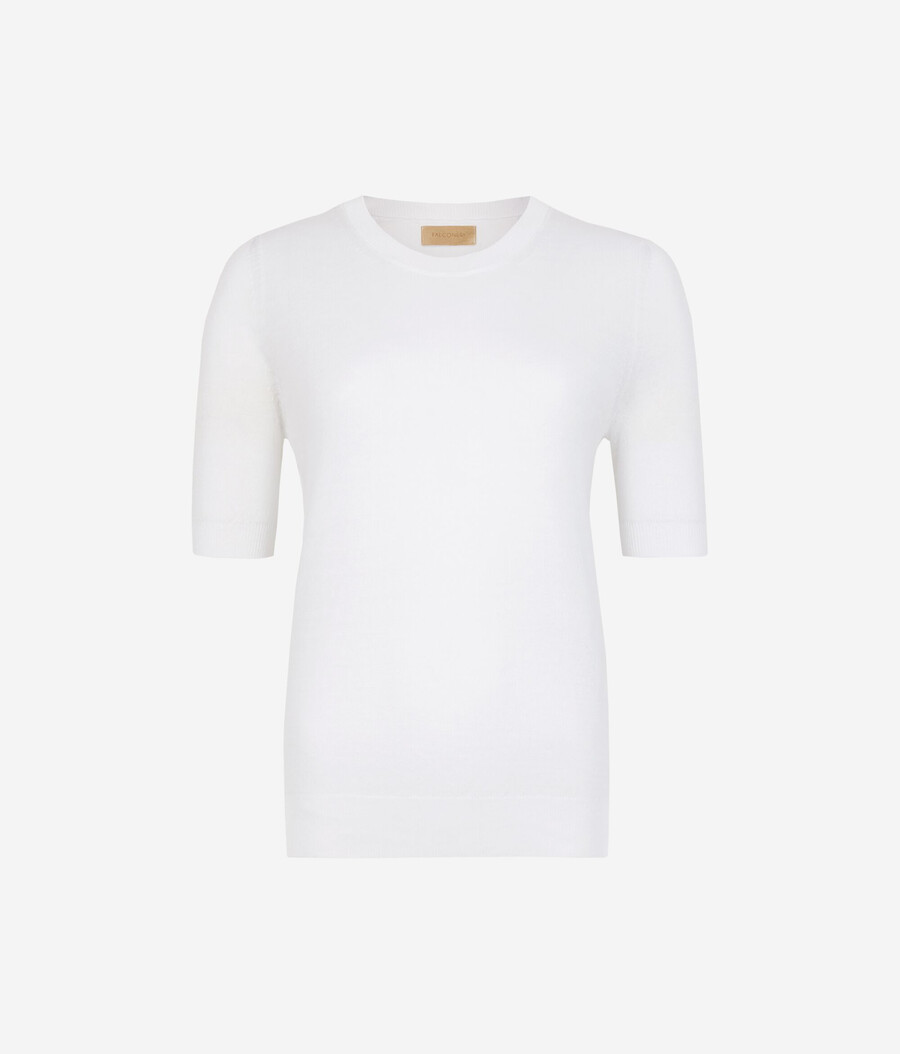 baumwoll-leinen-t-shirt mit rundhalsausschnitt