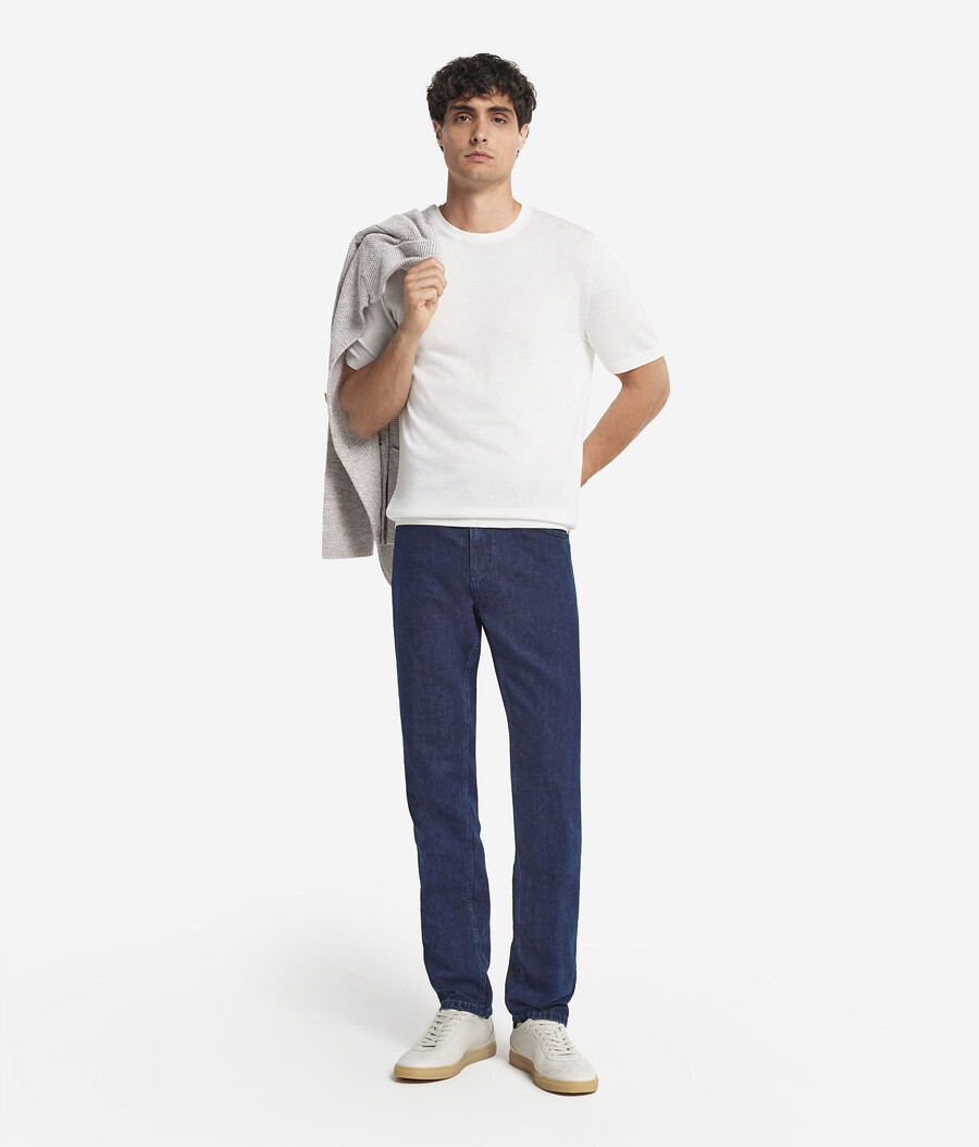 kurzärmeliges t-shirt aus seide und baumwolle