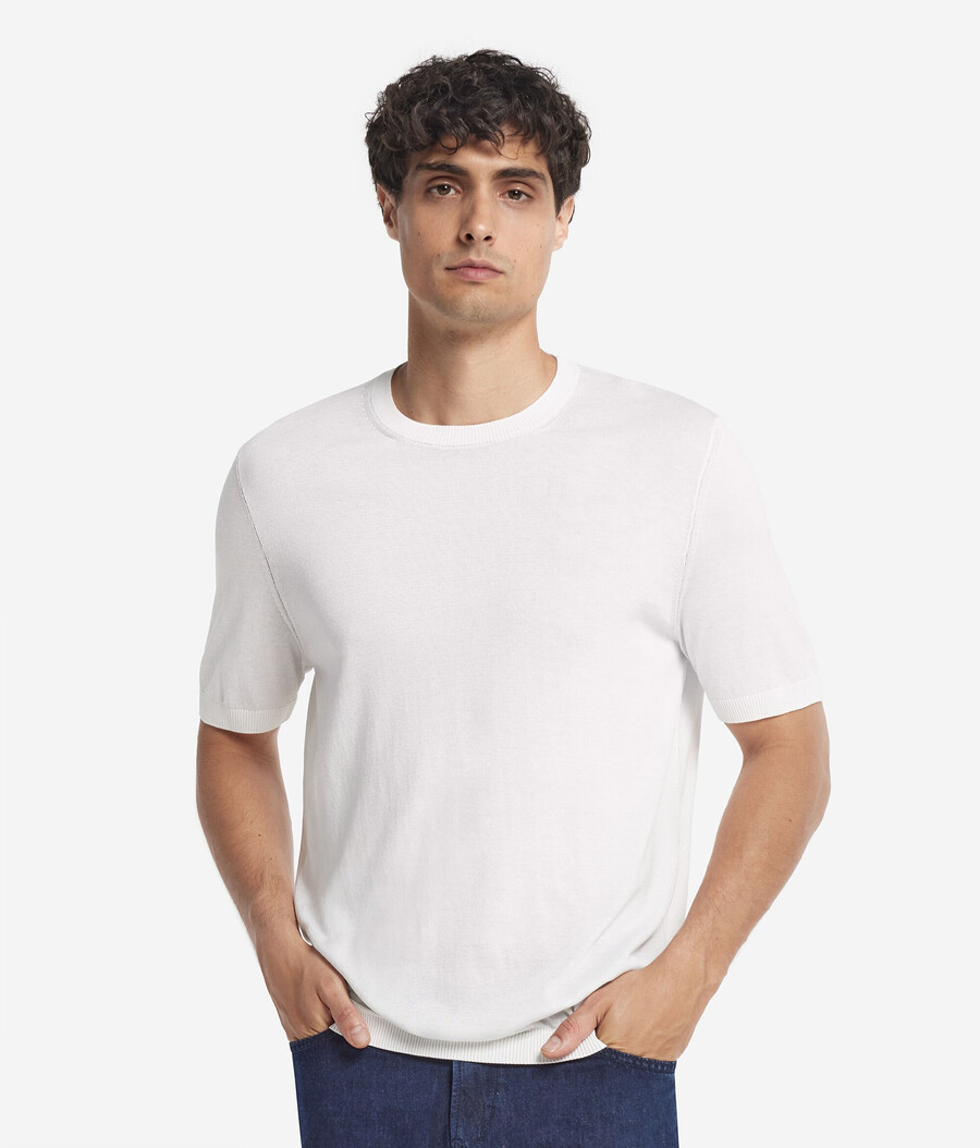 kurzärmeliges t-shirt aus seide und baumwolle