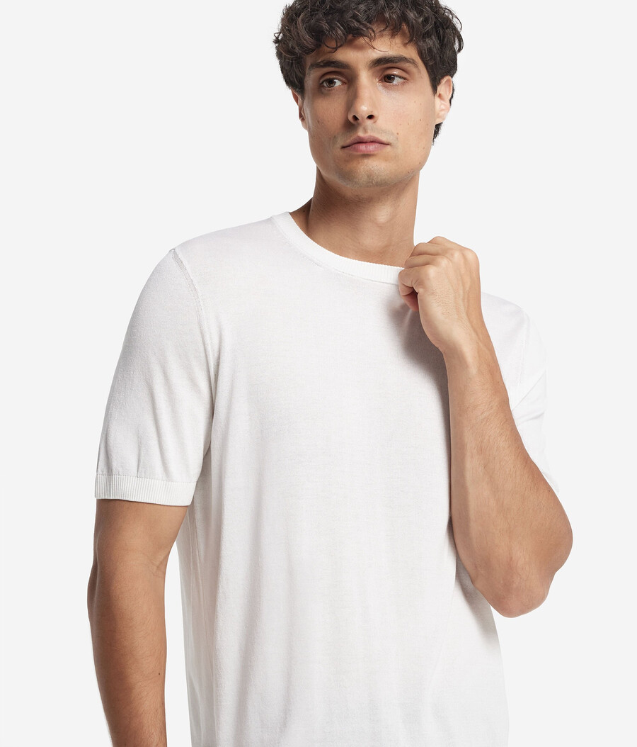 kurzärmeliges t-shirt aus seide und baumwolle