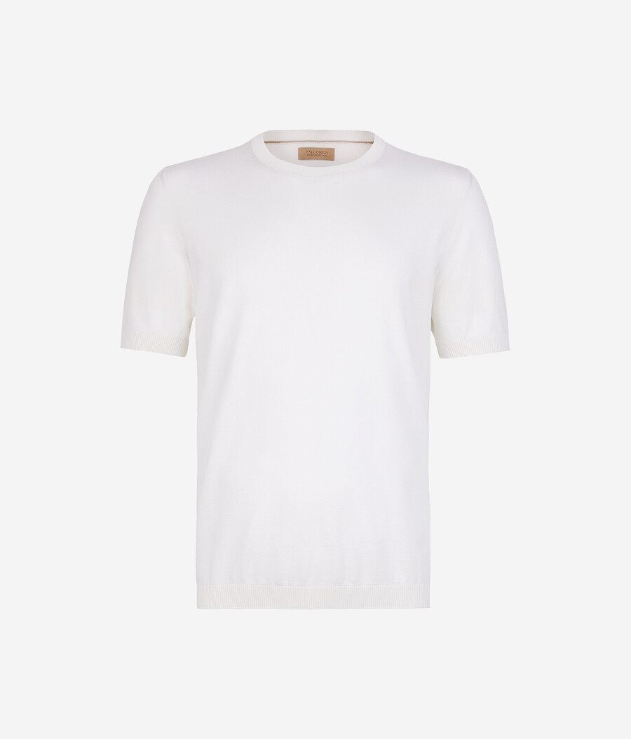 kurzärmeliges t-shirt aus seide und baumwolle