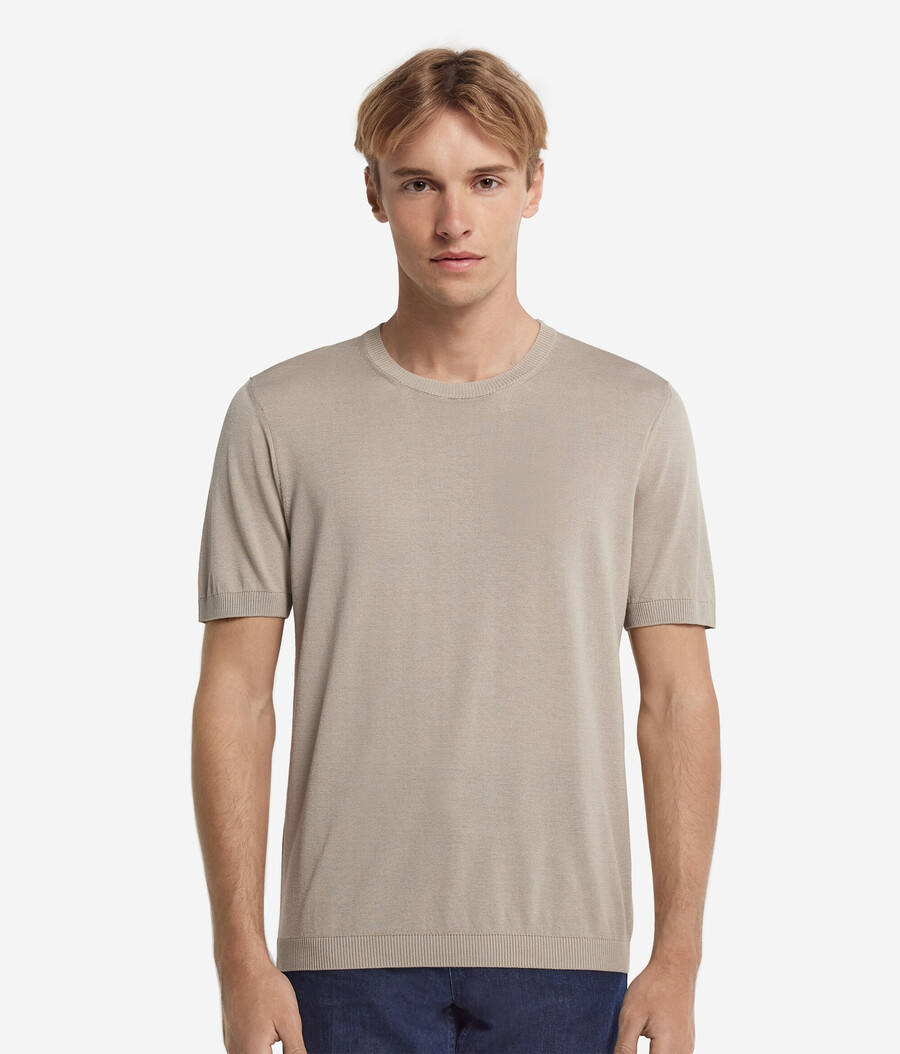 kurzärmeliges t-shirt aus seide und baumwolle