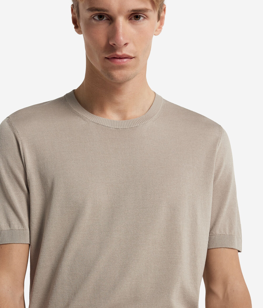 kurzärmeliges t-shirt aus seide und baumwolle