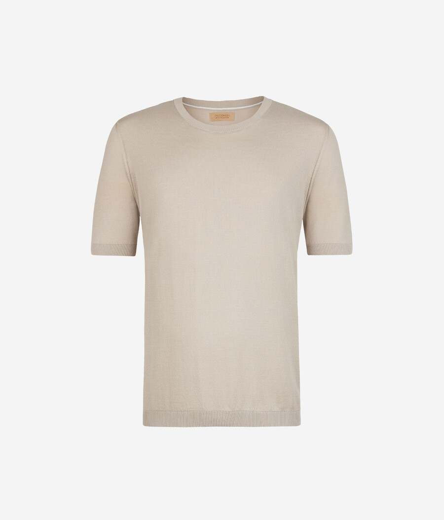 kurzärmeliges t-shirt aus seide und baumwolle