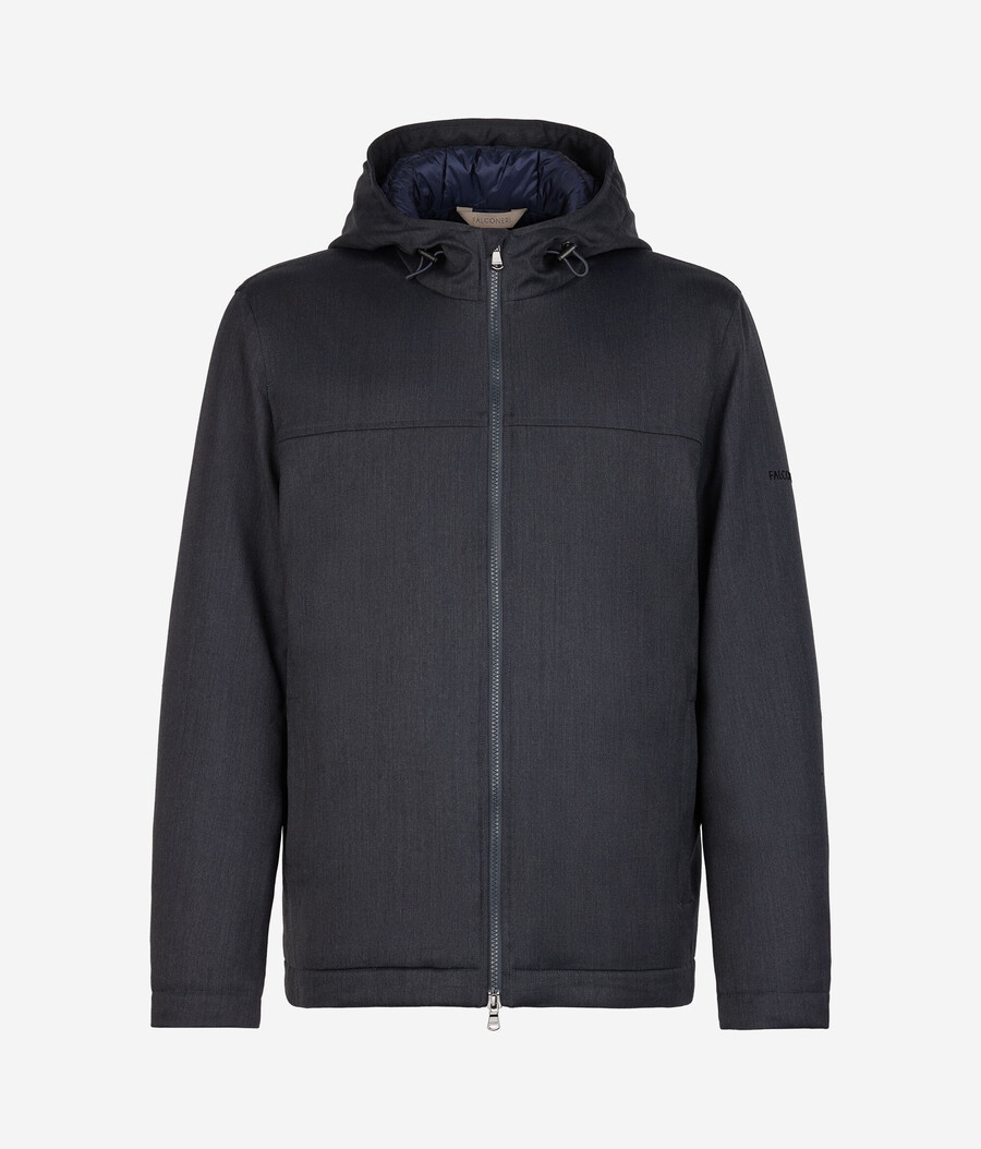 kapuzenjacke aus technischer wolle