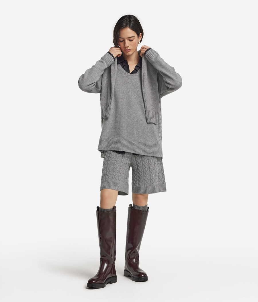 ultraweiche kaschmir-shorts mit zopfmuster