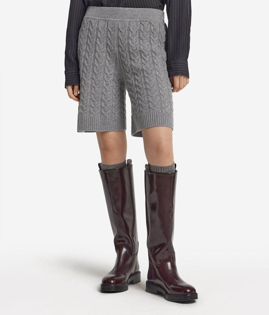 ultraweiche kaschmir-shorts mit zopfmuster