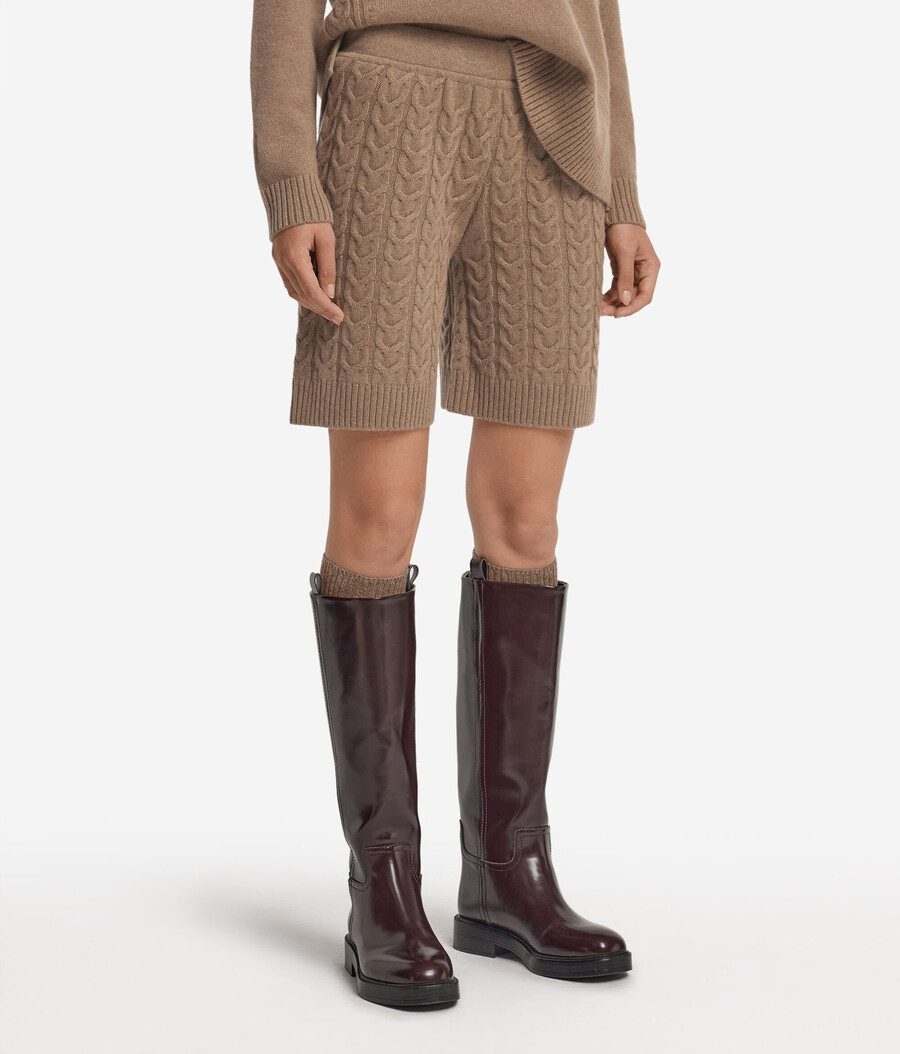 ultraweiche kaschmir-shorts mit zopfmuster