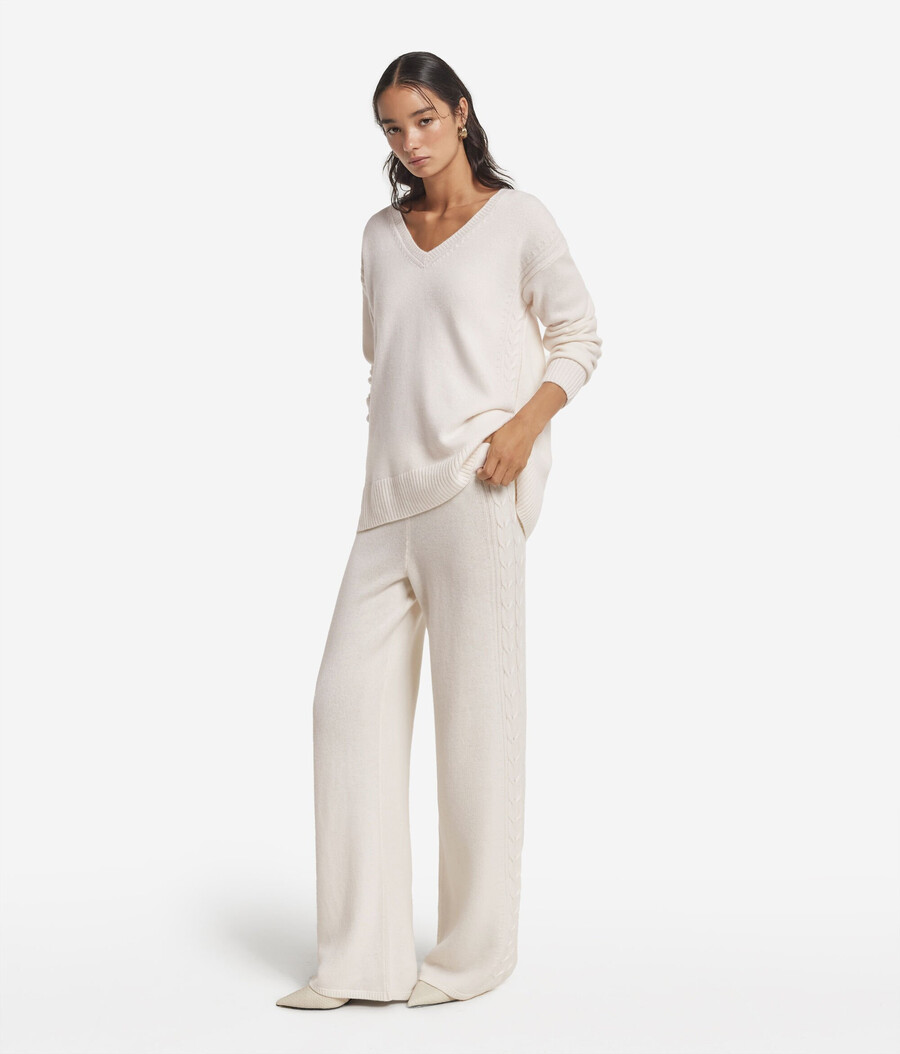 ultraweiche kaschmirhose mit zopfmuster