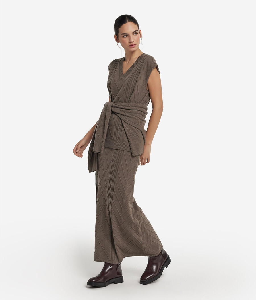 ultraweiche kaschmir-maxi-strickweste mit v-ausschnitt