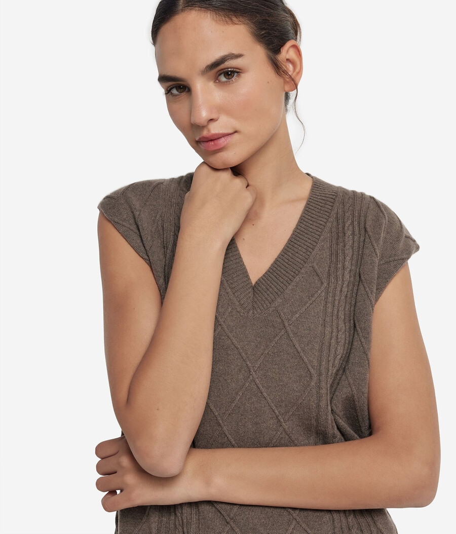 ultraweiche kaschmir-maxi-strickweste mit v-ausschnitt